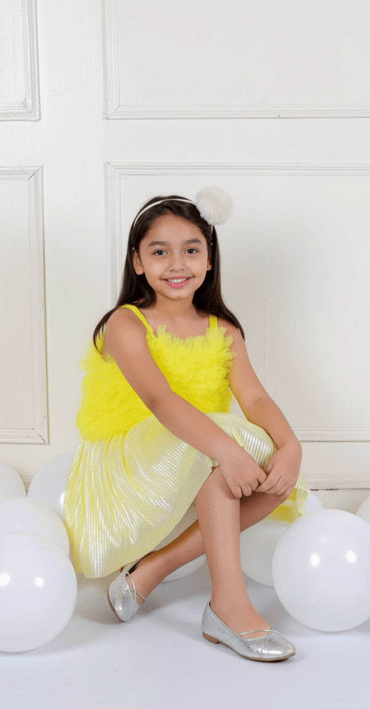 Yellow top skirt for girls-M260231