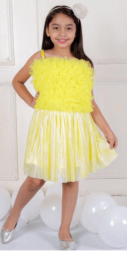 Yellow top skirt for girls-M260231