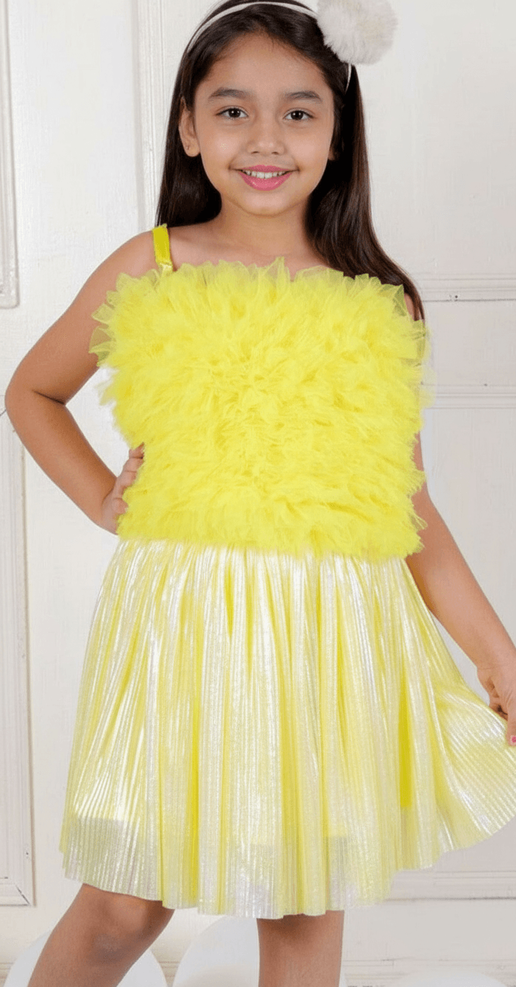 Yellow top skirt for girls-M260231
