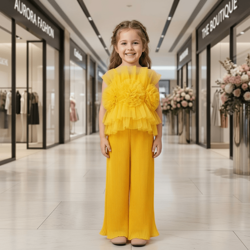 Yellow top pant for girls-M260232