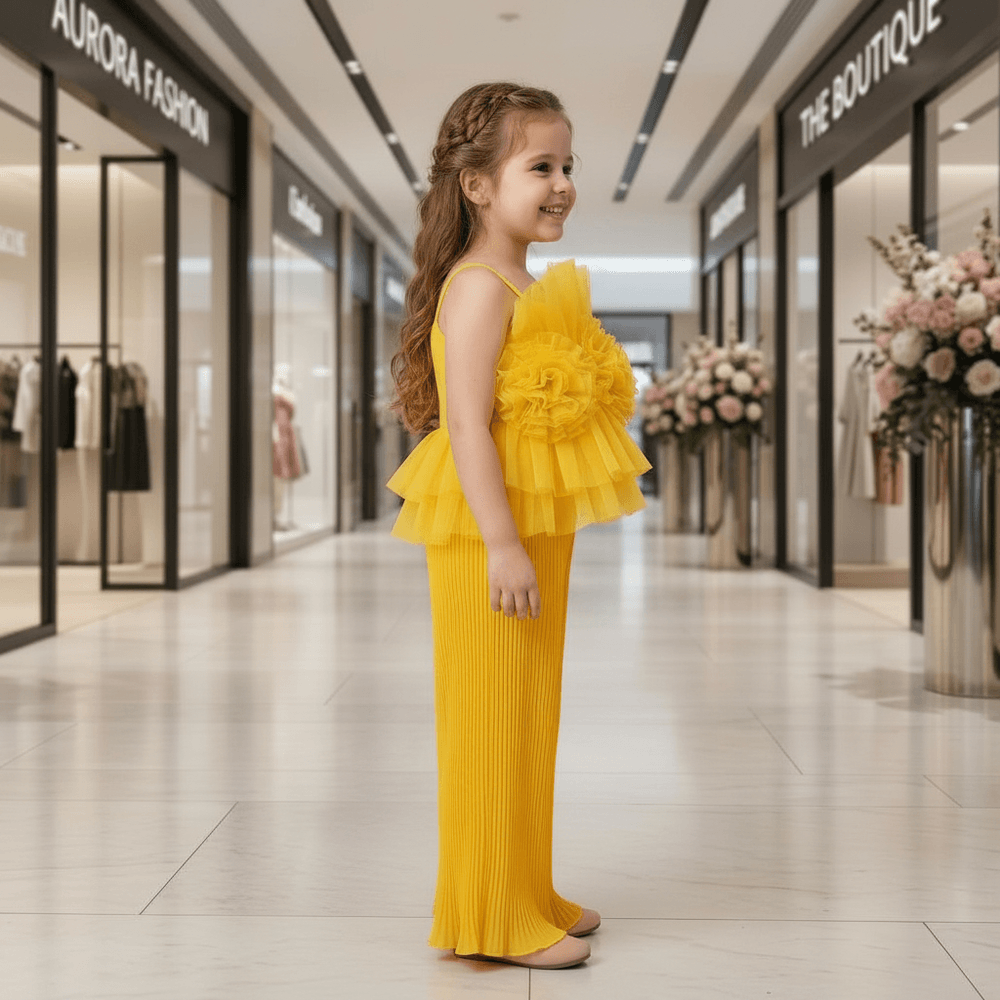 Yellow top pant for girls-M260232