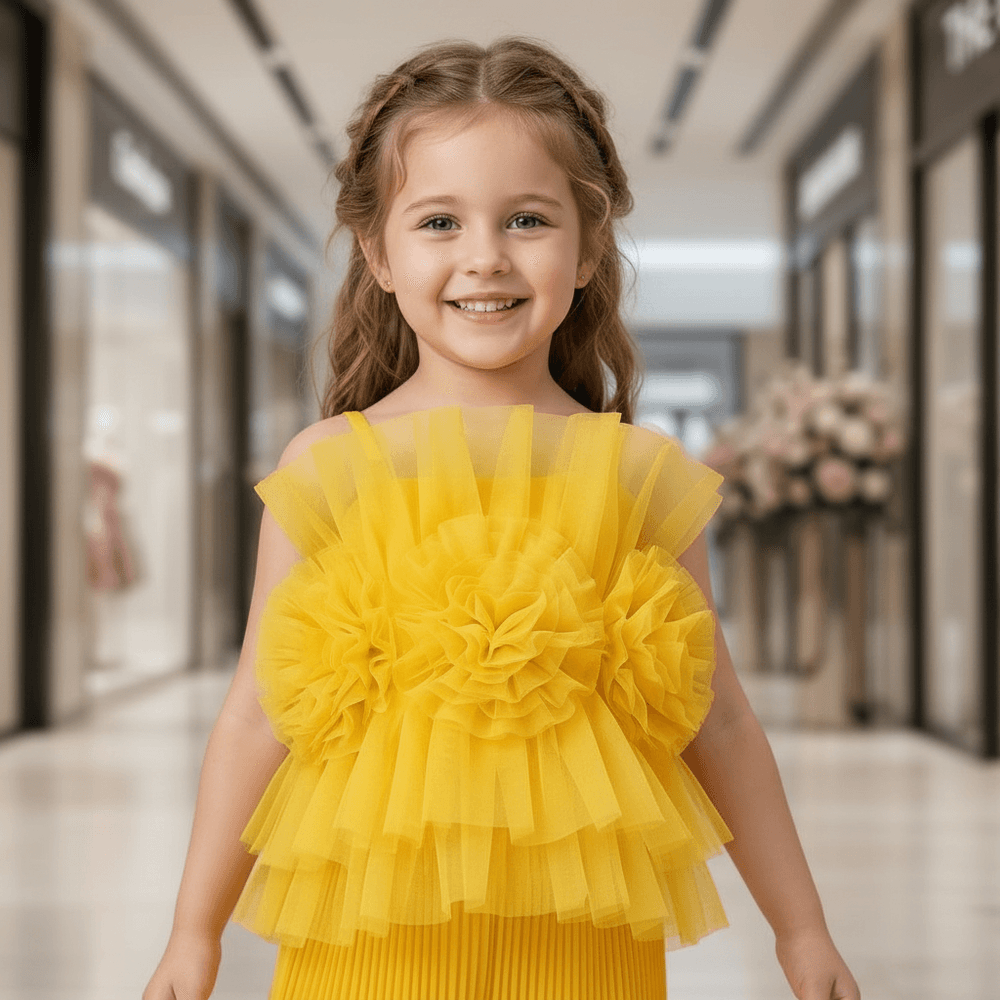 Yellow top pant for girls-M260232