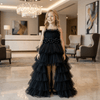 Black Sleeveless Layered Ruffle Party Gown Dress for Girls
