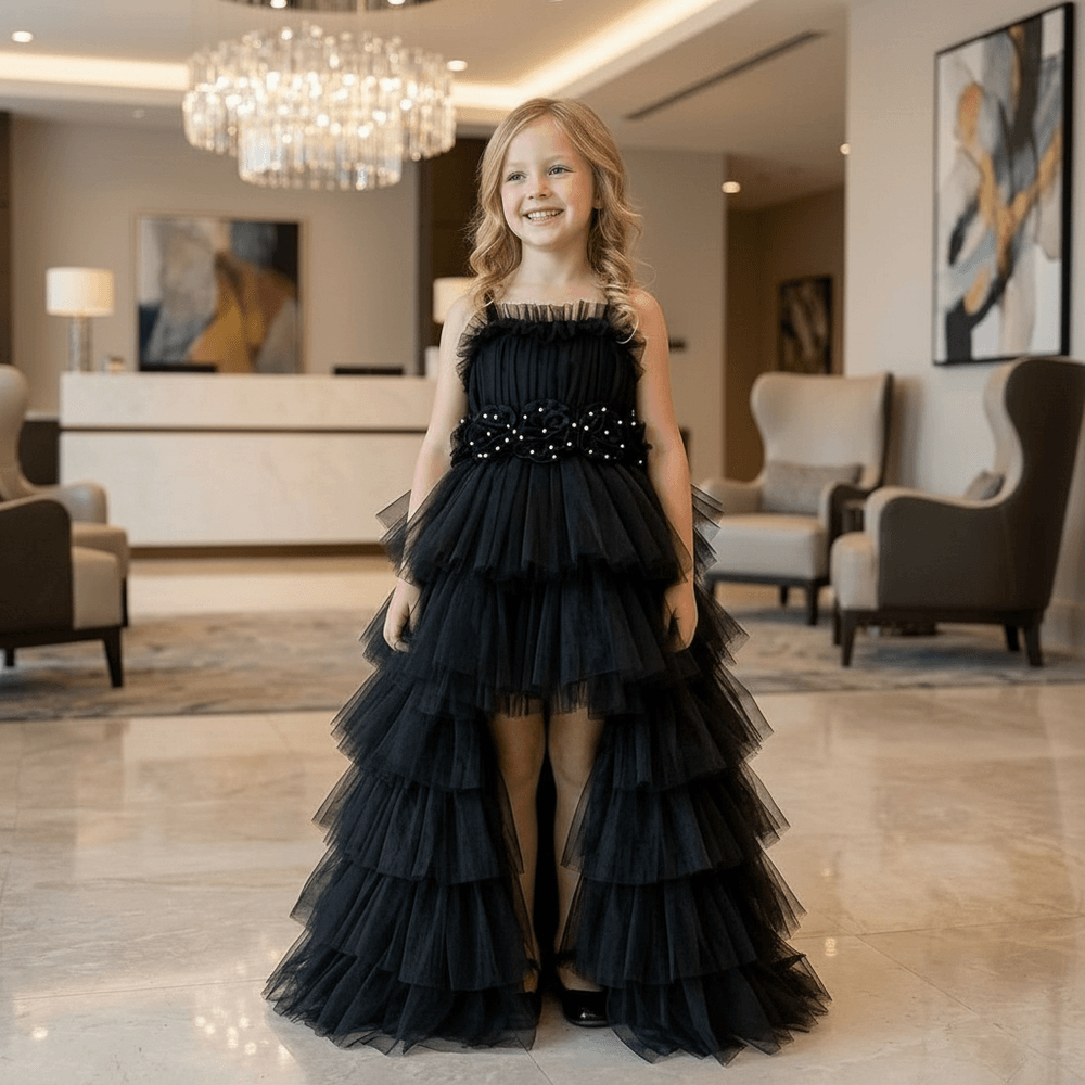 Black Gown & sleeveless for girls-M260235