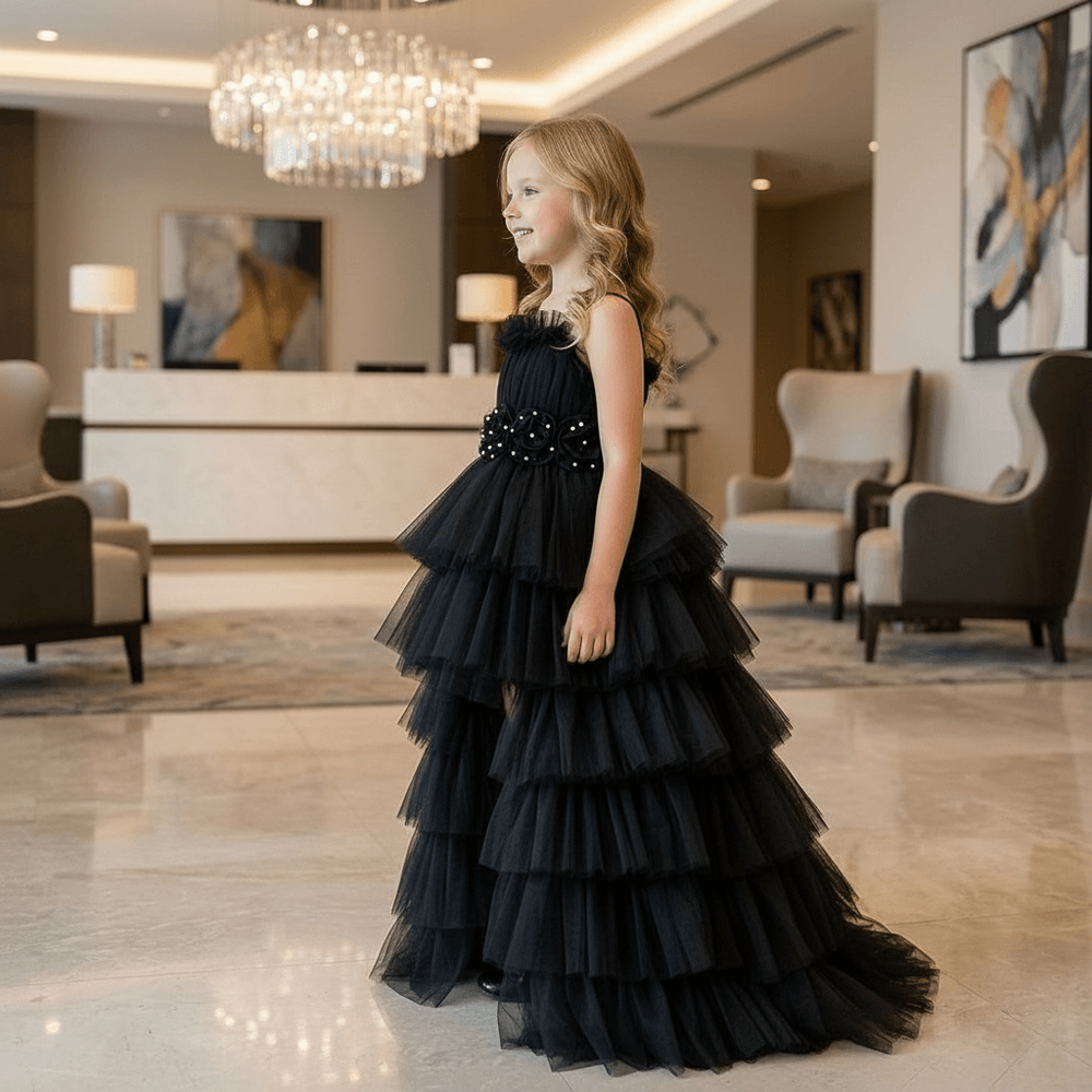Black Gown & sleeveless for girls-M260235