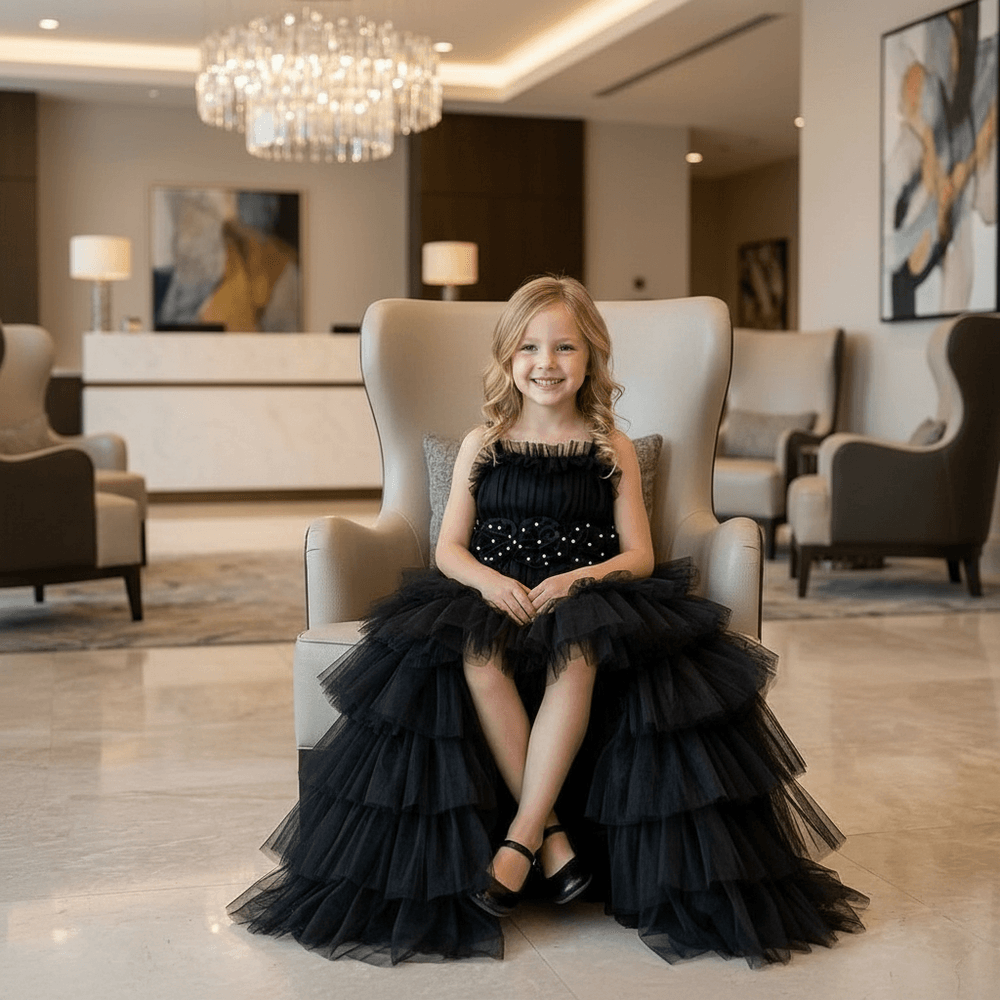 Black Gown & sleeveless for girls-M260235