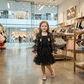Girls black Casual dress, full sleeve & knee length M260336