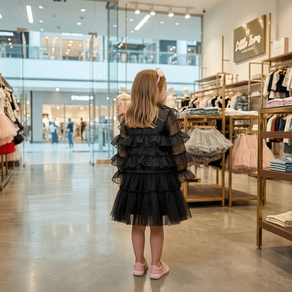 Girls black Casual dress, full sleeve & knee length M260336