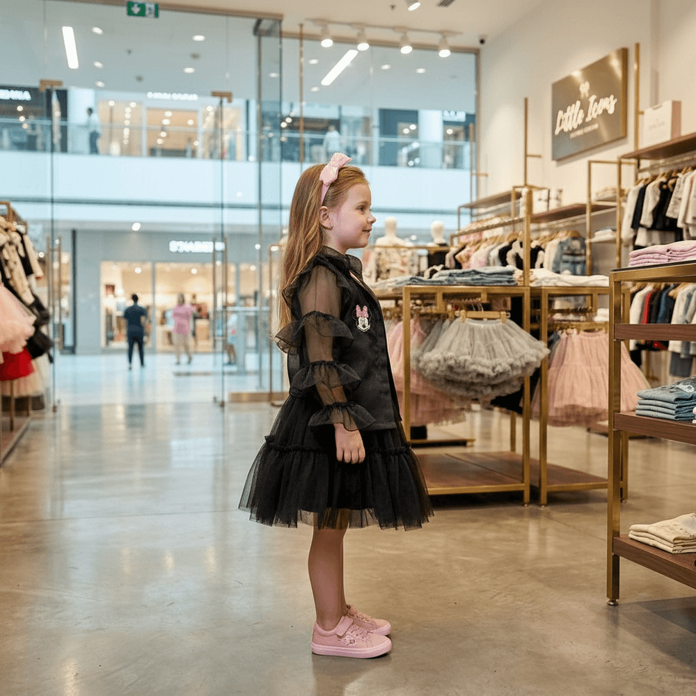 Girls black Casual dress, full sleeve & knee length M260336