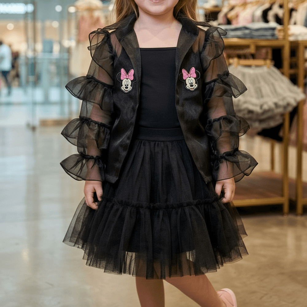 Girls black Casual dress, full sleeve & knee length M260336