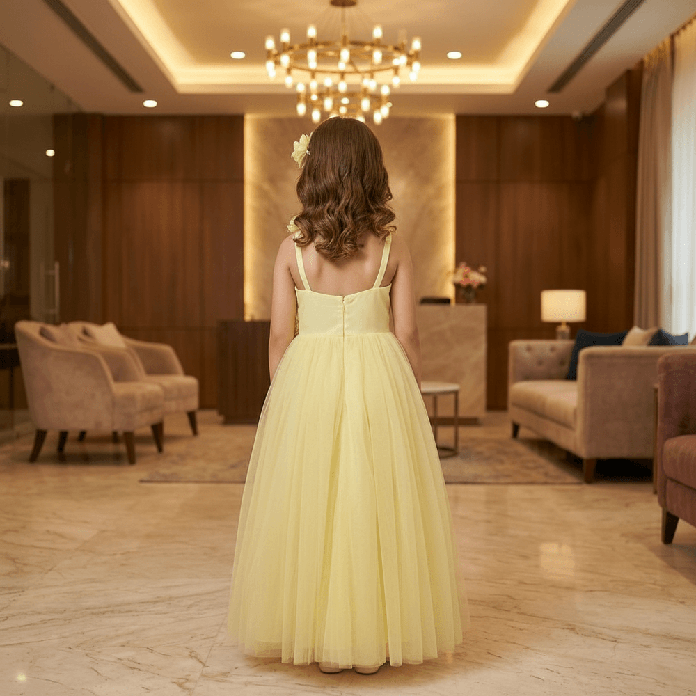 Yellow Beautiful Gown for girls-M260236