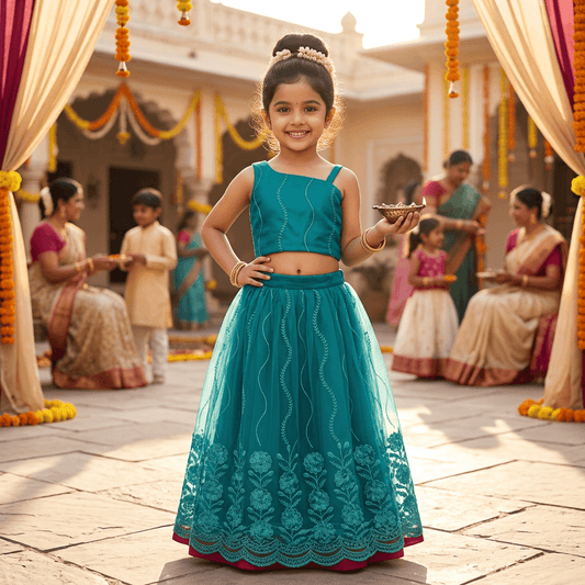 SALE Girls green lehenga  M250313-OS