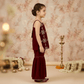 Maroon Velvet sharara set M260240