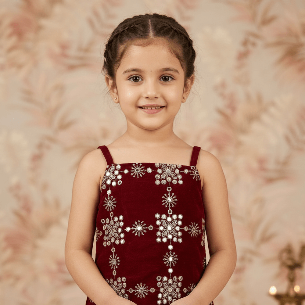 Maroon Velvet sharara set M260240