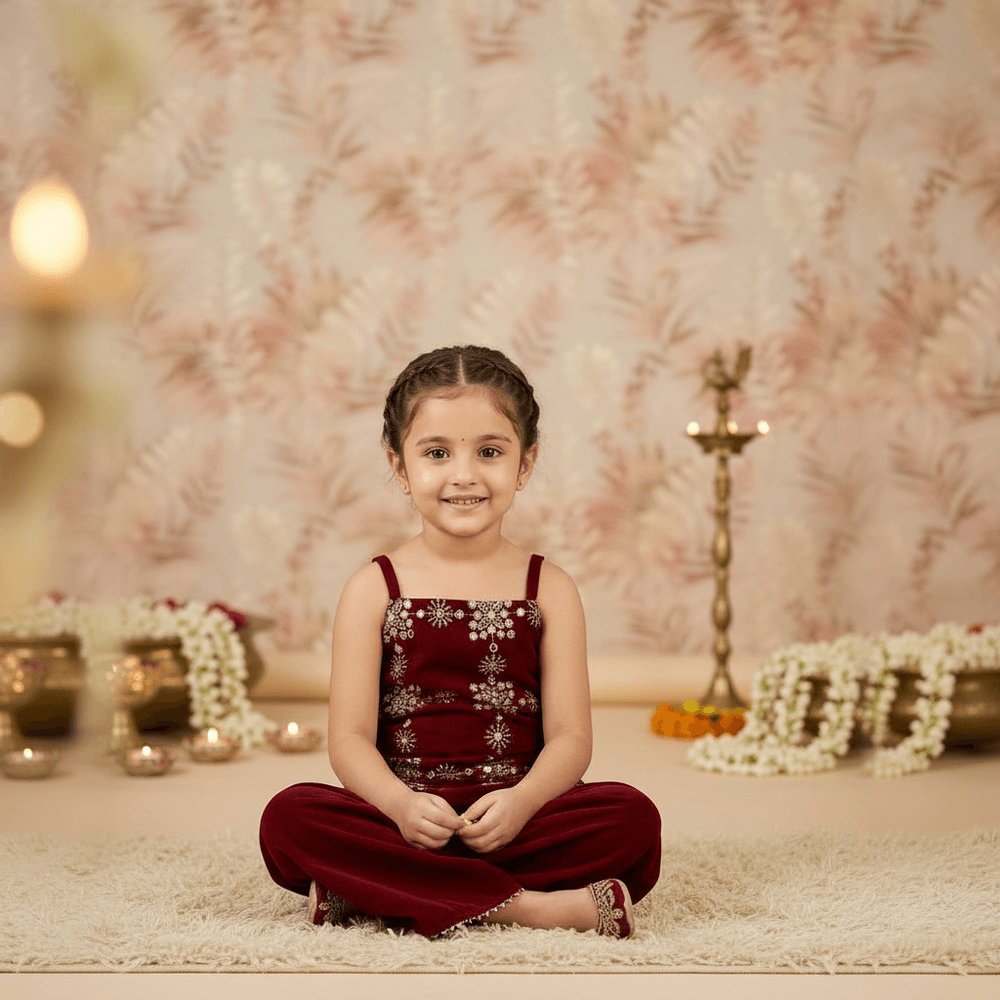 Maroon Velvet sharara set M260240