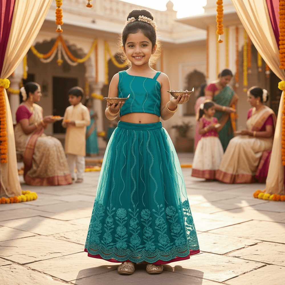 SALE Girls green lehenga  M250313-OS