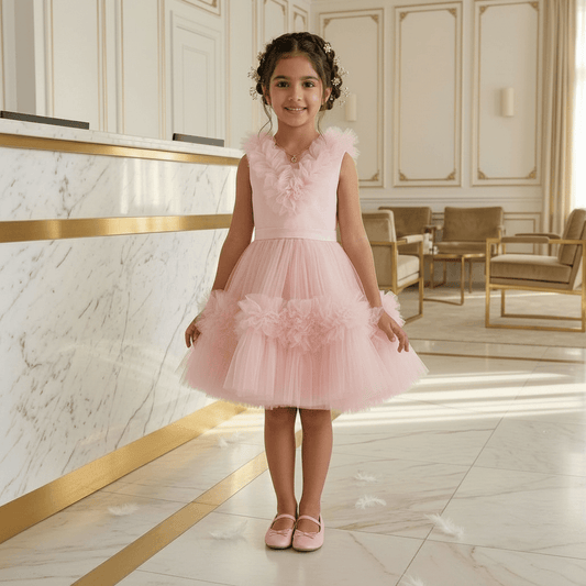 Pink Ruffle Tulle Party Dress for Girls M260246
