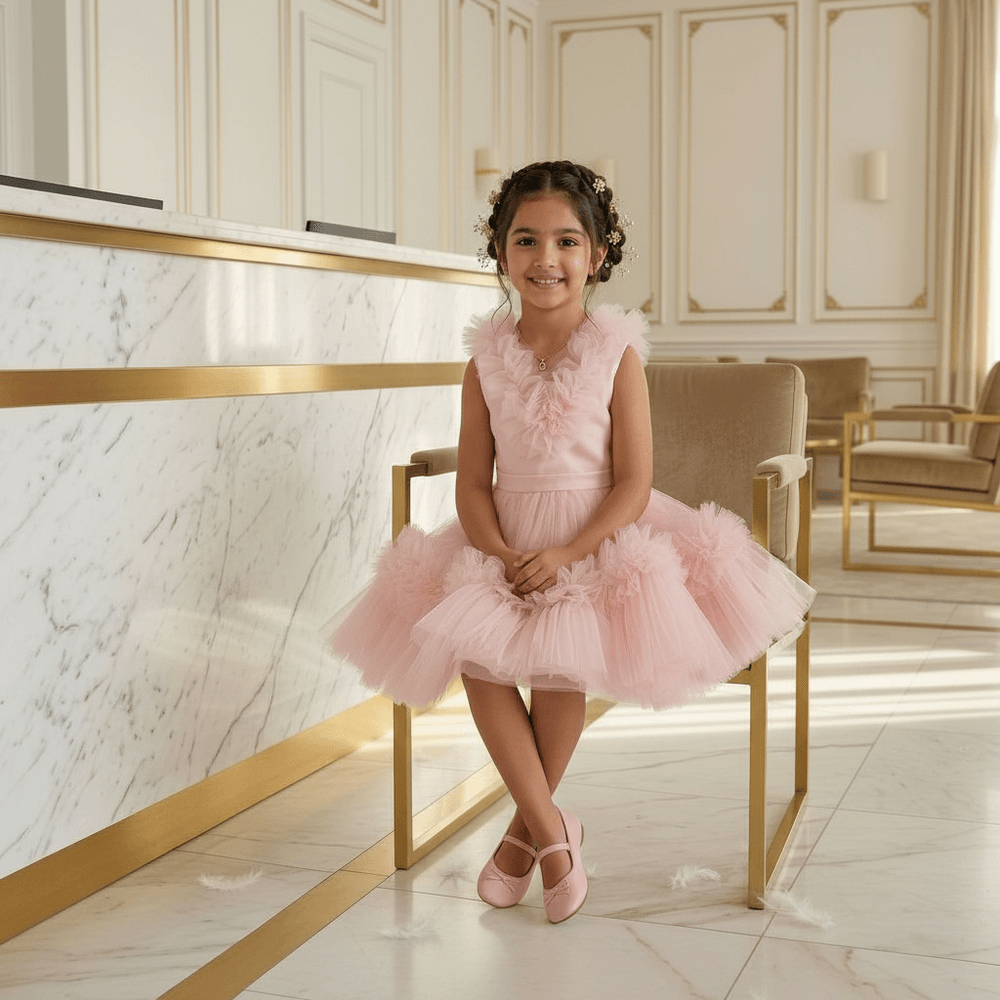 Pink Ruffle Tulle Party Dress for Girls M260246