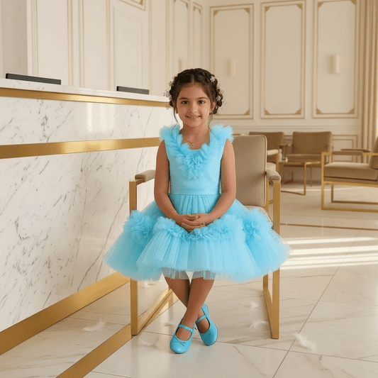 Blue Ruffle Tulle Party Dress for Girls M260252