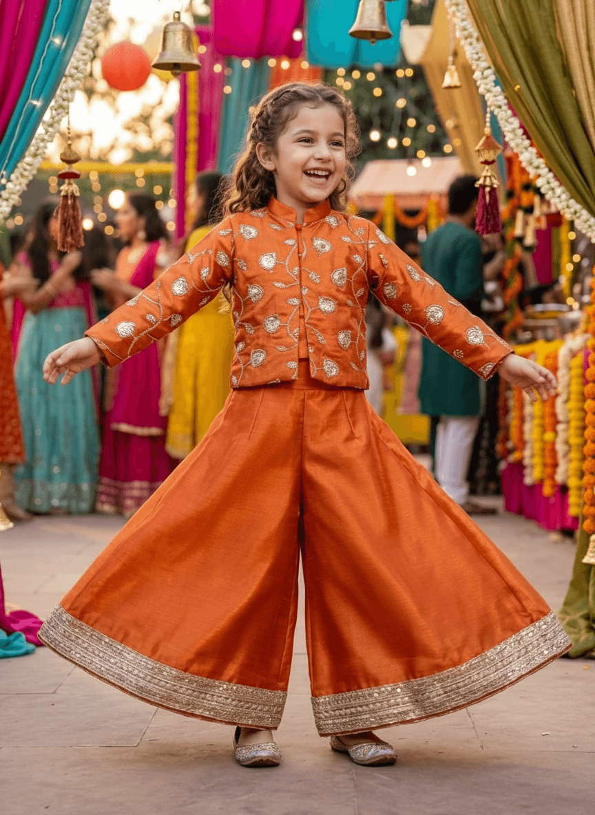 Orange Designer plazo set M260255