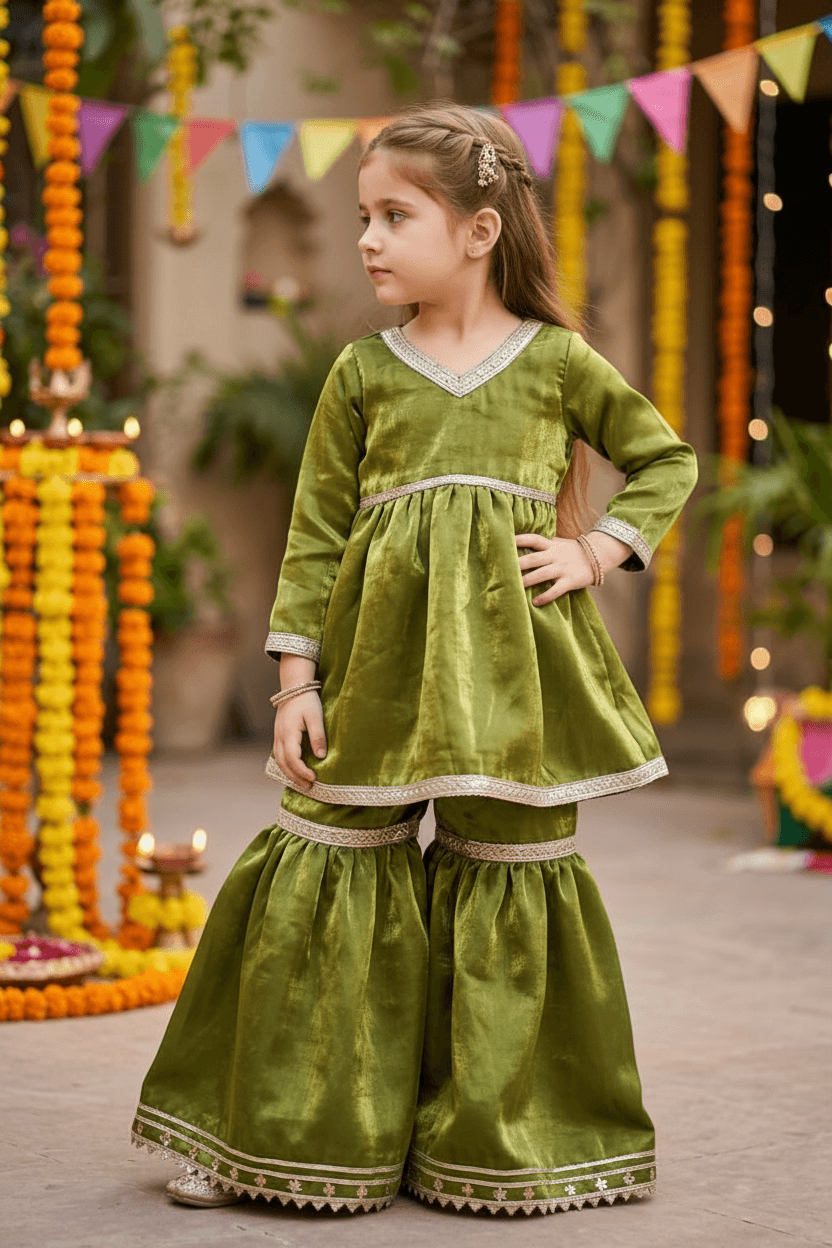 Green Designer sharara set M260257