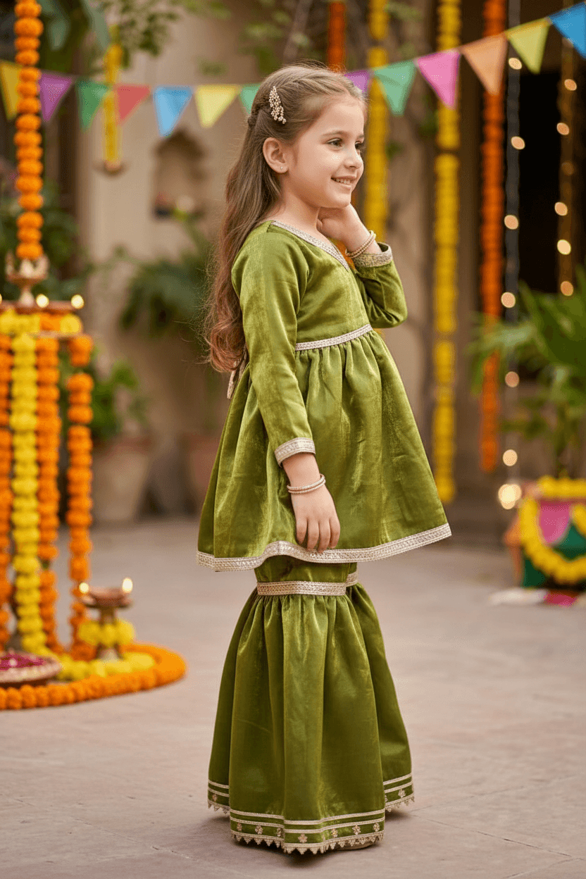 Green Designer sharara set M260257