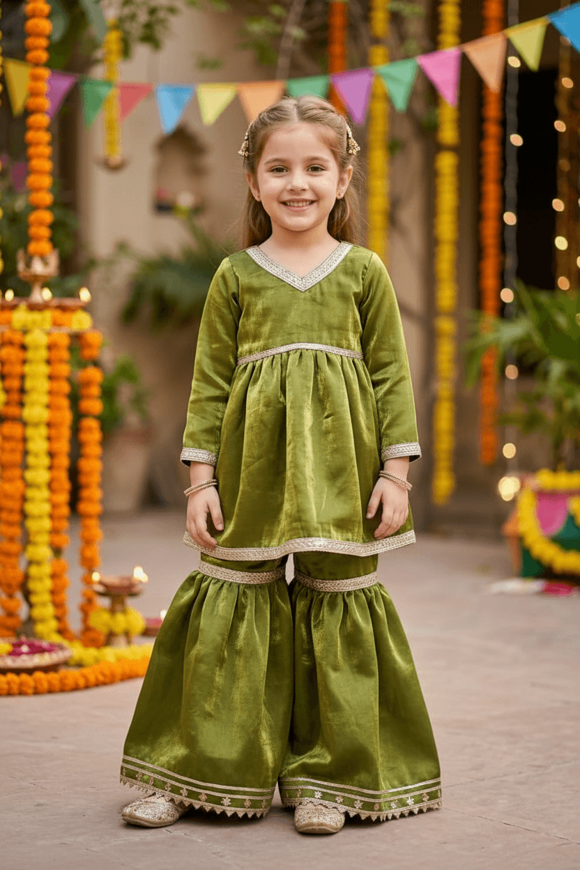 Green Designer sharara set M260257