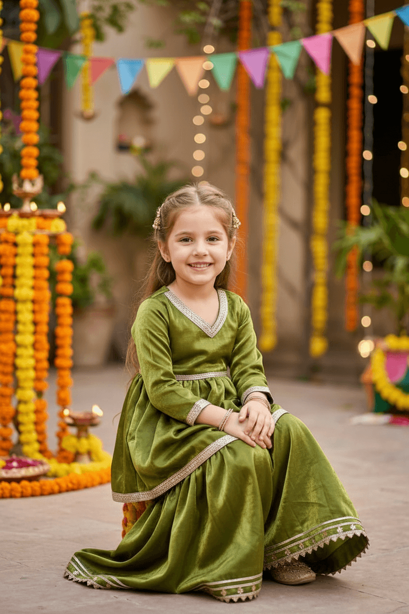 Green Designer sharara set M260257