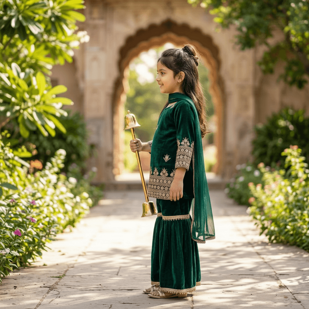 Green  Sharara Set for Girls M260263