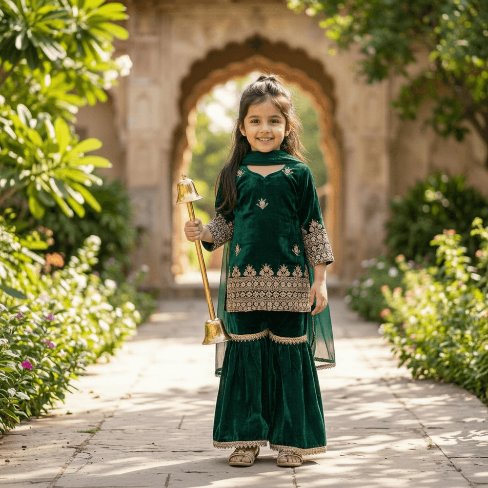 Green  Sharara Set for Girls M260263