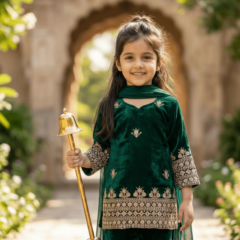 Green  Sharara Set for Girls M260263