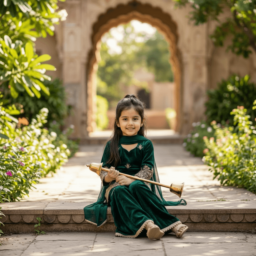 Green  Sharara Set for Girls M260263