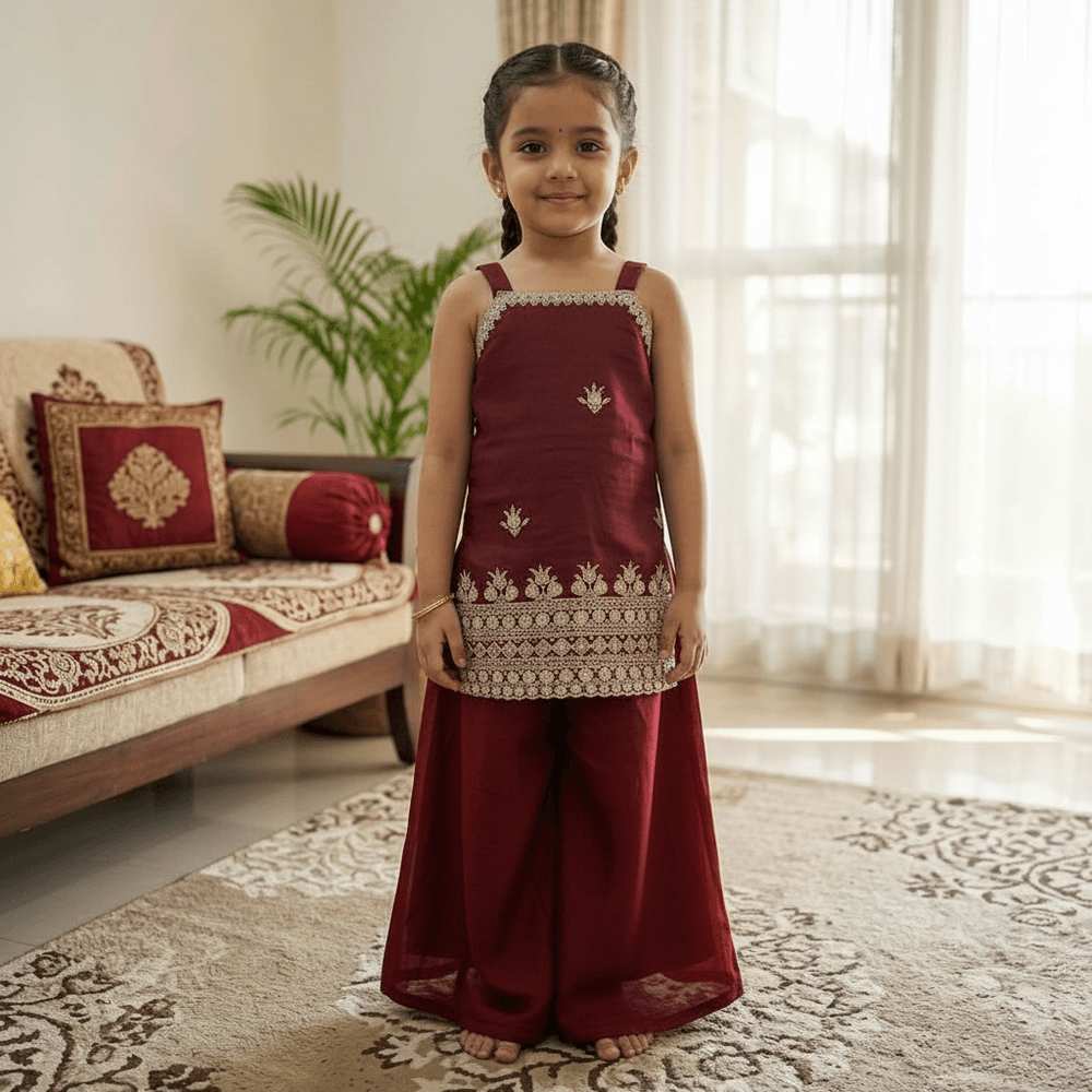 Maroon  Palazzo Set for Girls M260265