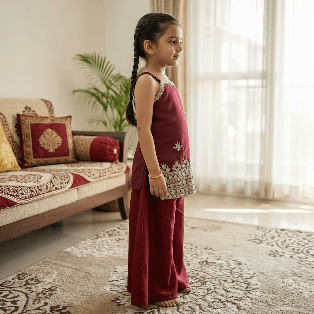 Maroon  Palazzo Set for Girls M260265
