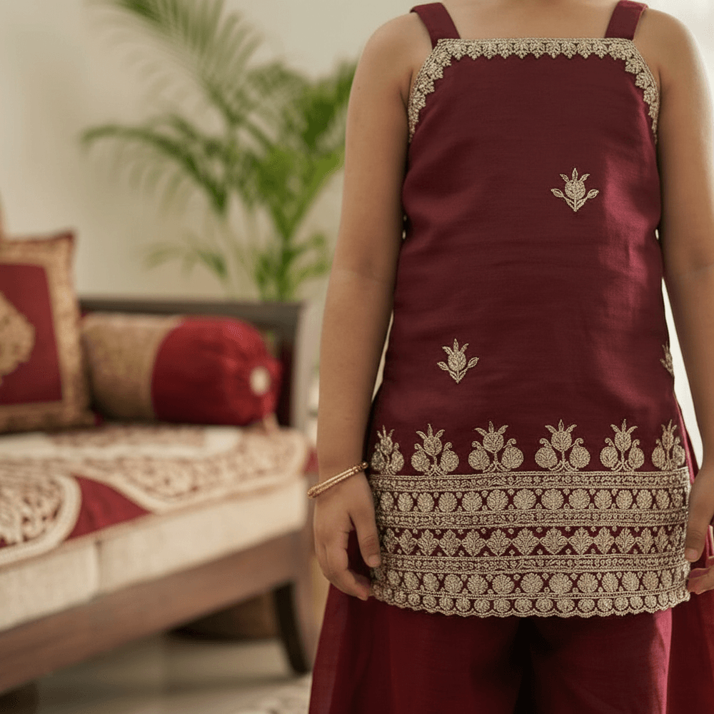 Maroon  Palazzo Set for Girls M260265