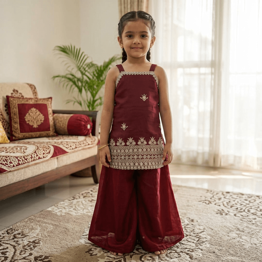 Maroon  Palazzo Set for Girls M260265