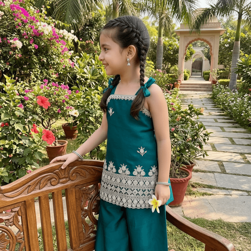 Green  Palazzo Set for Girls M260266