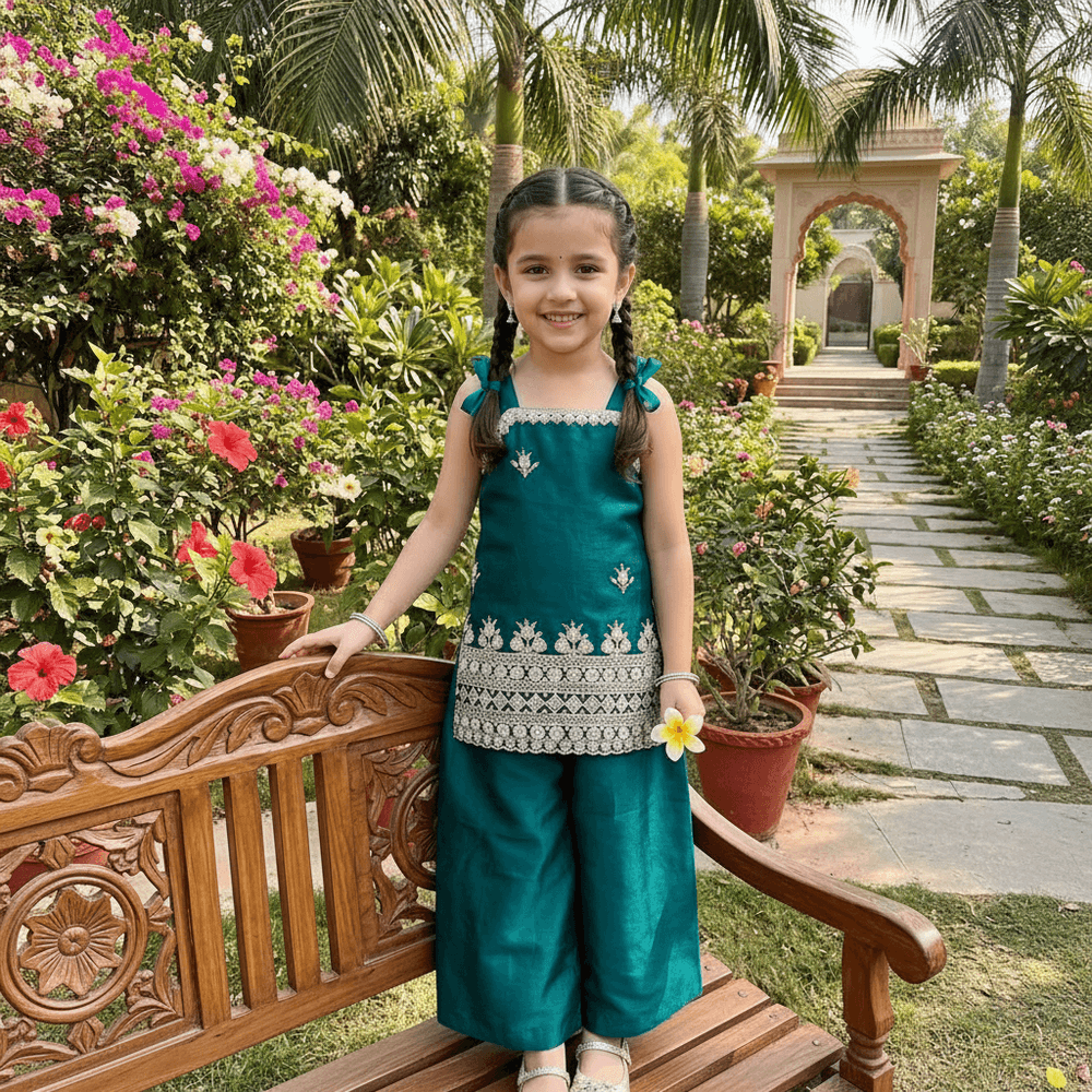 Green  Palazzo Set for Girls M260266
