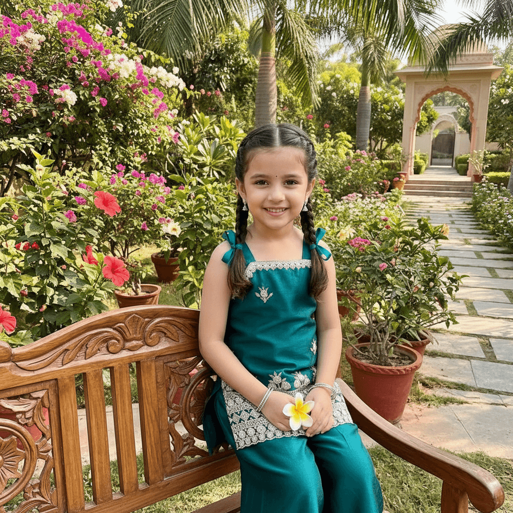 Green  Palazzo Set for Girls M260266