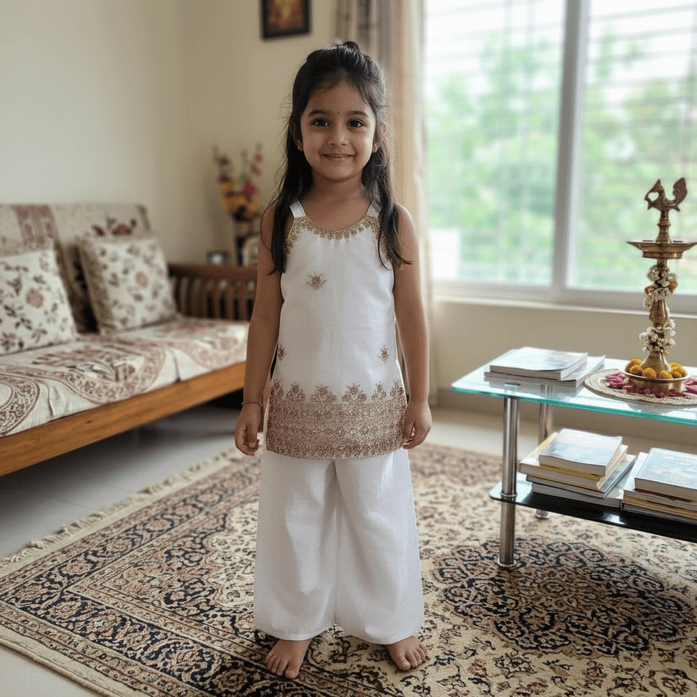 white  Palazzo Set for Girls M260267