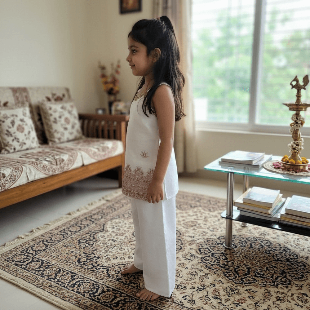 white  Palazzo Set for Girls M260267