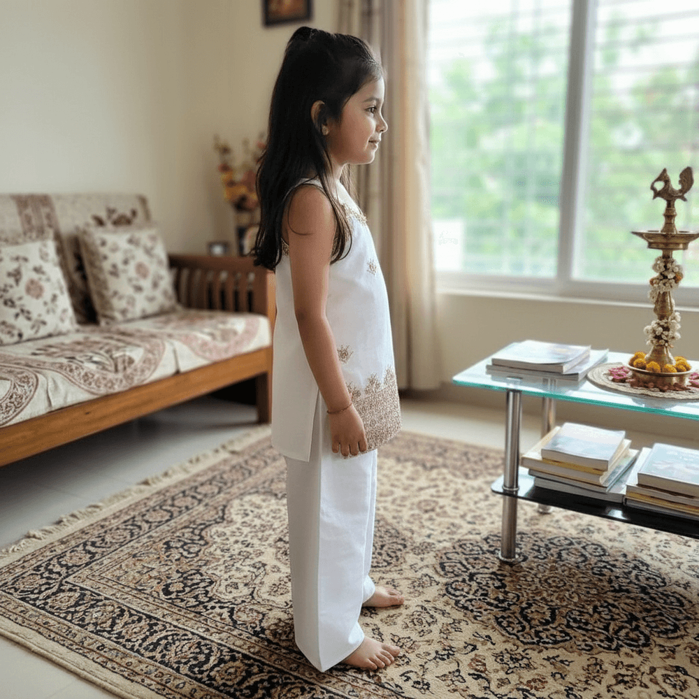 white  Palazzo Set for Girls M260267