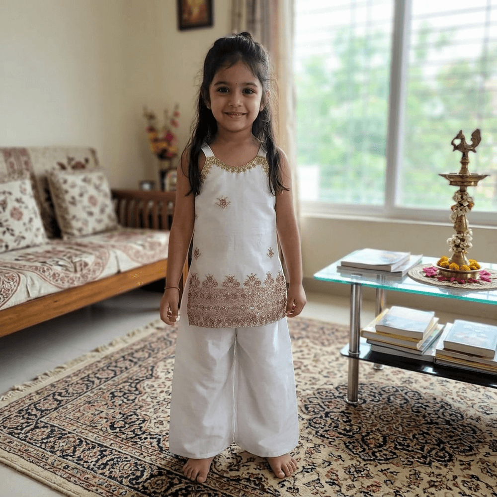 white  Palazzo Set for Girls M260267