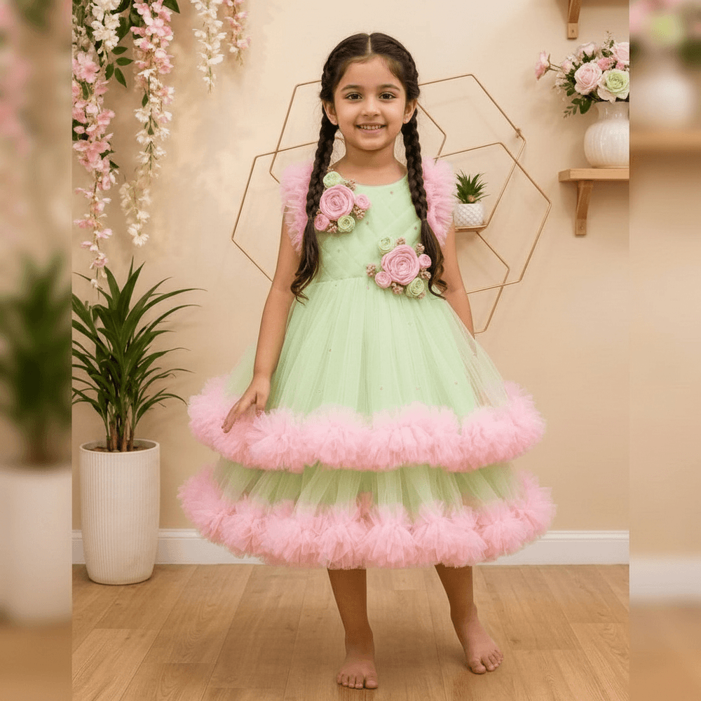 Green Party Frock for Girls M260271