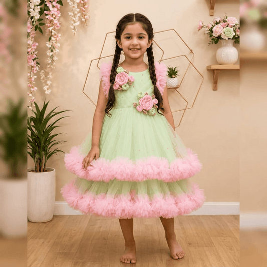 Green Party Frock for Girls M260271