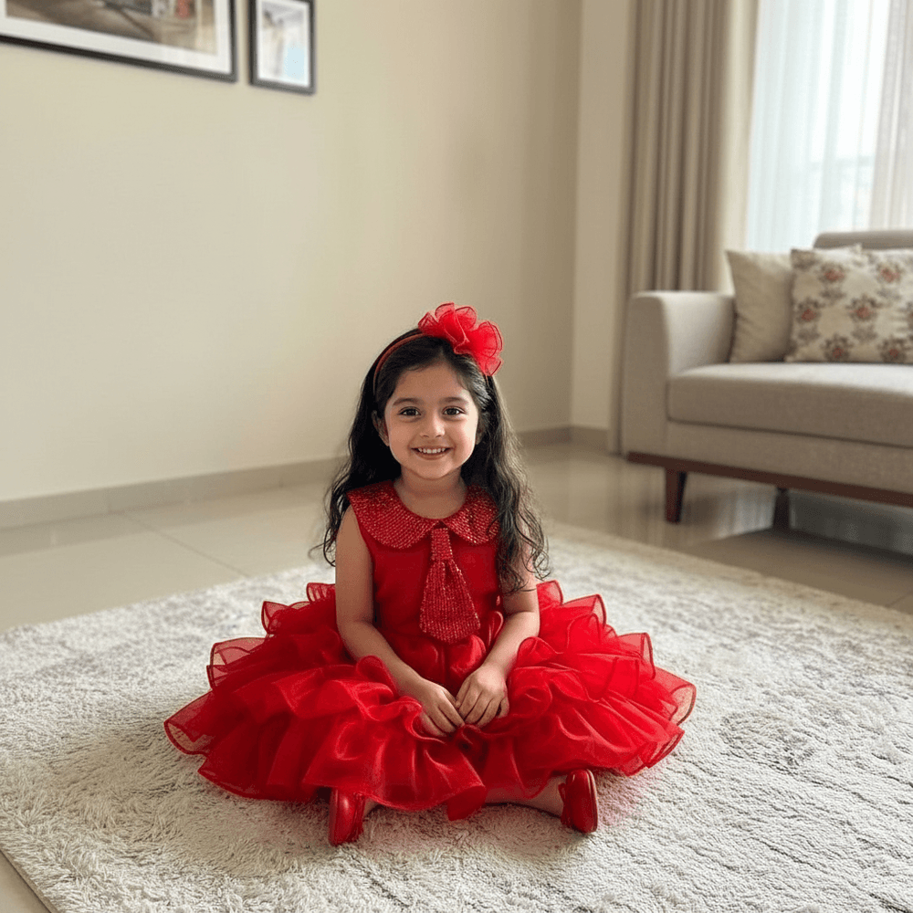 Red Party Frock for Girls M260272