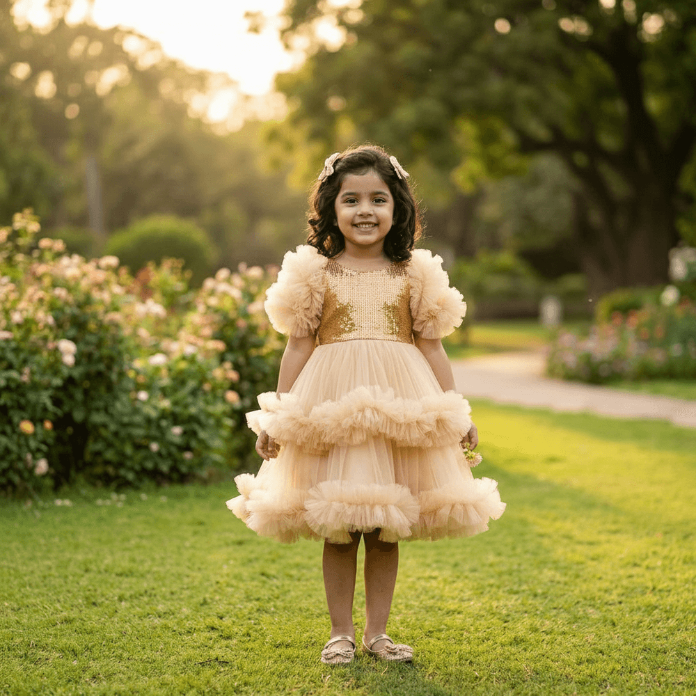 Golden Party Frock for Girls M260274