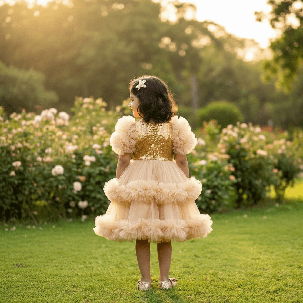 Golden Party Frock for Girls M260274