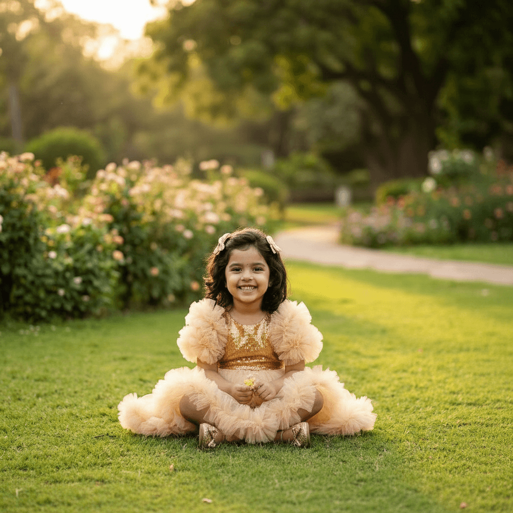 Golden Party Frock for Girls M260274
