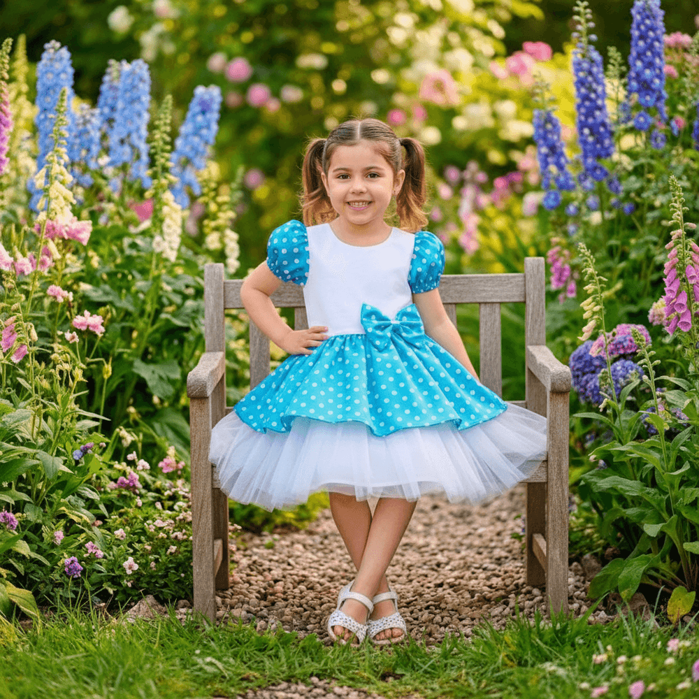 Sky blue Party Frock for Girls M260279